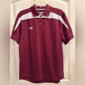Under Armour Men’s Maroon Polo with White Shoulder Panels